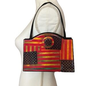 Vintage 90s ANGELA FRASCONE  Crossbody Shoulder Bag USA Flag Acrylic Patriotic